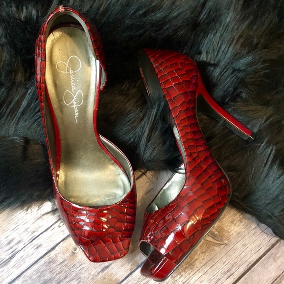 jessica simpson red snakeskin boots